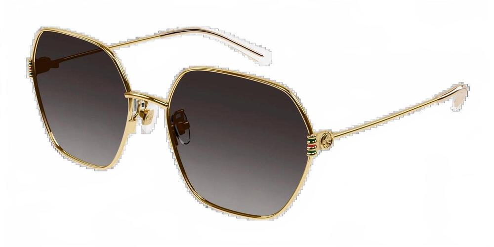 NEW GUCCI women's gg1285sa geometric sunglasses in gold - gradient grey
